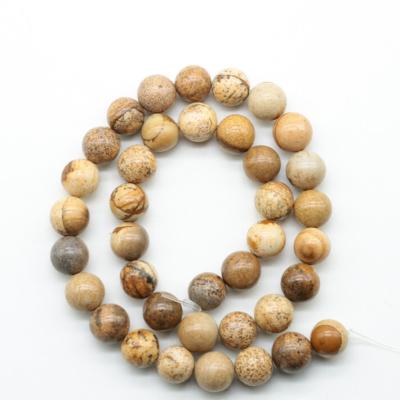 China Fashional Souvenir Gifts Wholesale Natural Stone Beads Loose Jewelry Brown Soft Round Image Jasper Stone Beads Gemstone Loose for sale