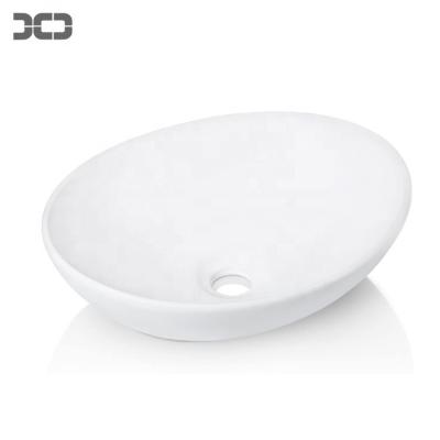 China Modern Oval Bathroom Sink And Faucet Combo Oval Above Counter Ceramic Bathroom Vessel Sink White Porcelain for sale