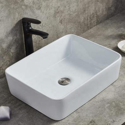 China Modern Factory Supplier Modern Porcelain Above Counter Sink Ceramic White Bathroom Vessel Art Basin Wash Basin for sale