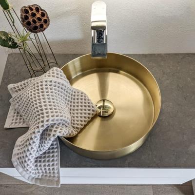 China Modern CUPC SS304 Round Face Wash Basin Stainless Steel Sinks Gold Color Bathroom Sinks Cabinet Basins Bathroom Room, Hotel Single Hole for sale