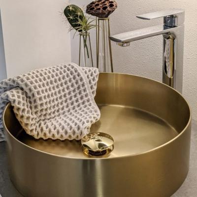 China Hot Sale Modern Above Counter Gold Stainless Steel Wash Basin Bathroom Sinks for sale