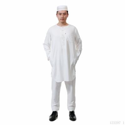 China Dropshipping Arab Muslim A/Religious Islamic Men's Suit Two Piece Cotton Round Neck Linen Muslim Men's Spot Wholesale/OEM TR for sale