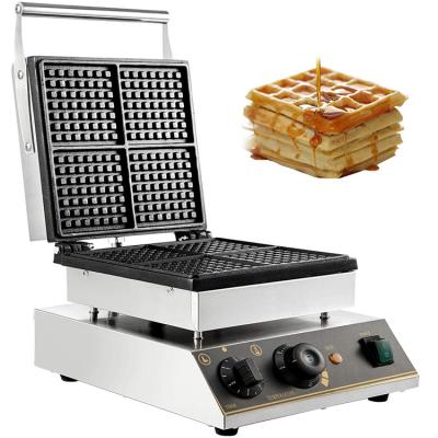 China Adjustable Cost Thermostat 1750W Stainless Steel Iron Waffle Maker Square Waffle Machine Wholesale for sale