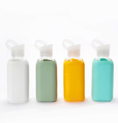 China New Custom Stocked Insulated Square Glass SilicaHigh Quality Hydrochloric Acid Water Bottle Sports Water Bottle for sale