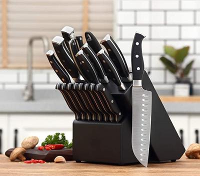 China Sustainable Multi-piece Premium Kitchen Knife Set With Block Stainless Steel Cutlery, Sharpener And Wooden Steak Knife for sale