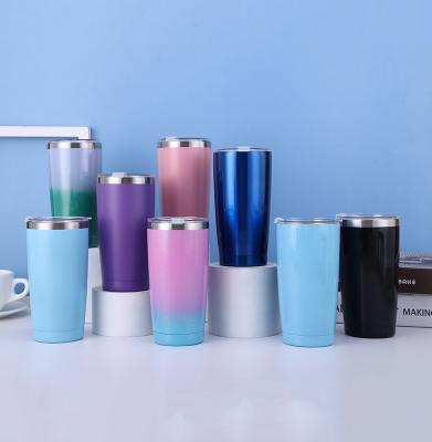 China New Amazon Car 20oz Car Water Mug Ice Bar Stocked Creative Mug Rainbow Painting Stainless Steel Thermos Mug for sale