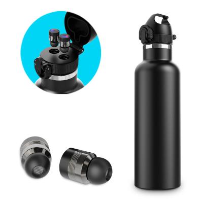 China PORTABLE Water Cup Stainless Steel Thermos Helmet Thermos Earplug Stereo Headphone 540ml for sale