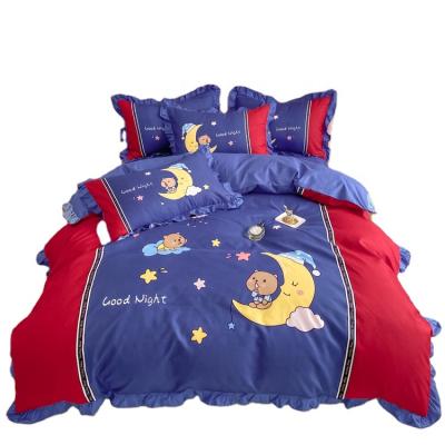 China Folded Cartoon Kids Bedding Set Microfiber Polyester Home Bed Room Set Modern for sale