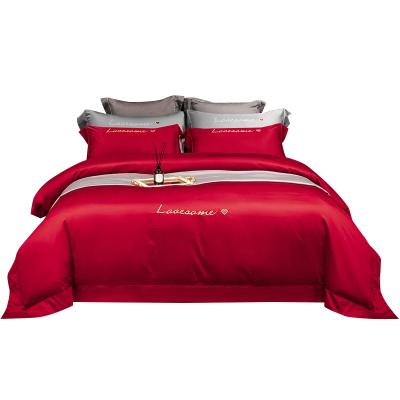 China Anti-Static Modern Queen Size Red Bed Set 60S Cotton 300TC Hometexile Wholesale for sale