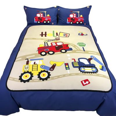 China Kids Boy Queen Bed Set Cotton 3pcs 4pcs Twin Single Folded Car Picture Comforter Cover Fitted Sheet Custom for sale