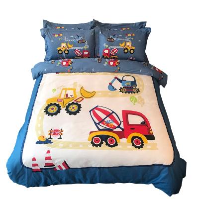 China Folded Kids Bedding Set Custom Flat Fitted 100% Cotton Sheet Queen Cartoon Twin Car for sale