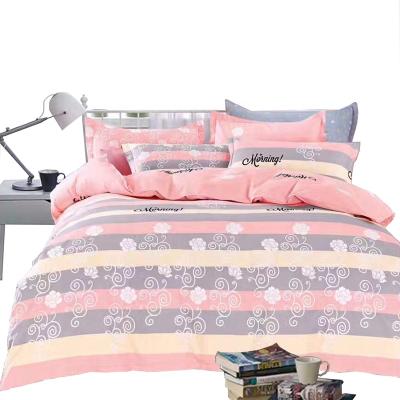 China Pink Floral 100% Cotton Folded 4 Piece Fitted Sheet Custom Bedding Set Wholesale for sale