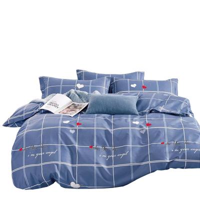 China Folded Grid Sheets Bedding Set Gray Striped 100% Cotton Flat Fitted King Custom for sale