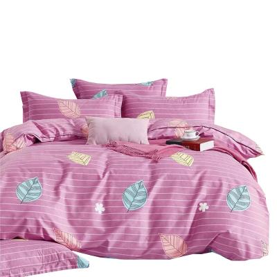 China Folded love soft pink bedding set 100% cotton flat fitted sheet for women hometextile for sale