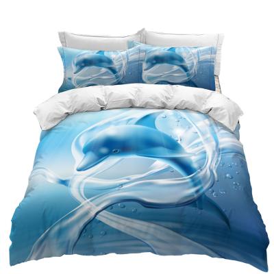 China Folded 3d custom printed duvet cover set wholesale customize bed set dolphin bedding set for sale