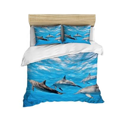 China Folded Ocean 3pcs Duvet Cover Set Bedding Set Duvet Cover Dolphin Custom Printed for sale