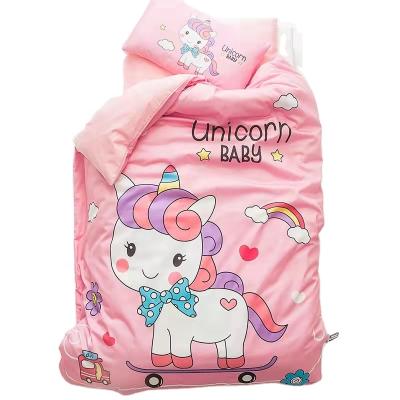 China Girls Anti-Static Pink Unicorn Lovely Cartoon Baby Bed Set Cute Crib Bedding OEM Design Baby Crib Bedding Set Factory Wholesale for sale