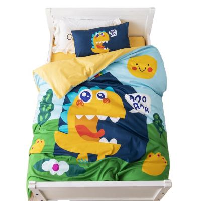 China Good Quality Anti-Static Dinosaur Cartoon Kids Baby Bedding Set Boys Cotton Kindergarten Crib Bedding Set OEM ODM for sale