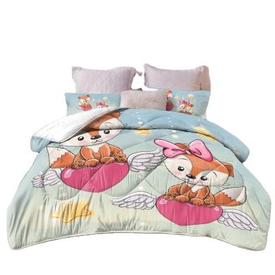 China Double Folded Single King Size Bed Comforter Set Cartoon Kids Comforter Sets Bedding Wholesale Fox for sale