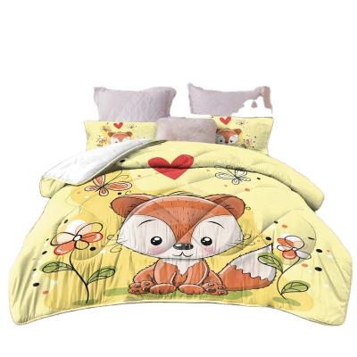 China Cartoon Children Folded Comforter Sets Bedding Wholesale Yellow Fox Lovely Custom Printed for sale