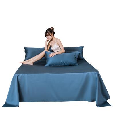 China Royal Blue Bed Sheets Folded Set Wholesale Home Textile Luxury Cotton Customized Single Double Bed Sheets for sale