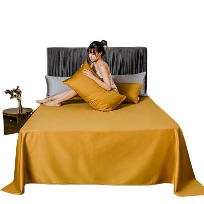 China 60S Cotton Folded Flat Sheet Luxury Bedding Set Doubles Home Hotel Yellow White Single Bed Sheets for sale