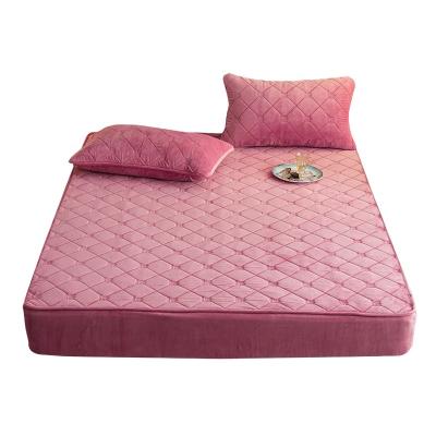 China Wholesale Breathable Flannel Quilted Quilted Velvet Baby Mattress Cover Winter Baby Pink Breathable Fitted Sheet for sale