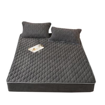 China Wholesale Gray Solid Color Quilted Bed Mattress Cover Plastic Bag Bed Sheet Air Permeable Fitted for sale