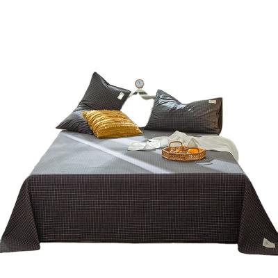 China Non-disposable Black Grid Sheets Single Luxury Home Bed Sheet Double Set High Quality for sale