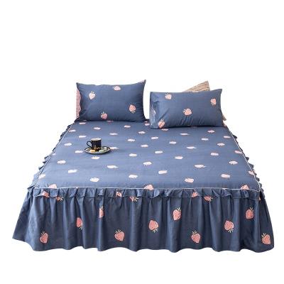 China 100% Fitted Home Swept Printed Twill Cotton Bed Skirt Ruffle 180*200 Sheet Cover Cotton Bed Skirt Set New for sale