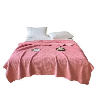 China Wholesale Soft Blanket Coral Fleece Blanket Custom Anti-Static Travel Blanket Pink for sale