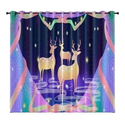 China Blackout Cartoon Kid Party Deer 3d Custom Printed Novelty Curtain Blackout For Home Living for sale