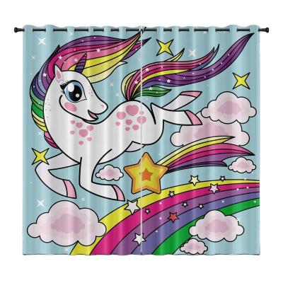 China Wholesale Blackout Unicorn Living Room Curtain Designs Ready Made Curtain Custom Printed for sale