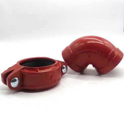 China Fire Fighting Svstem and Other Fields Pipe Fittings Grooved Fire Fighting Elbow Equipement Ductile Iron Groove Joint For Fire Protection System for sale