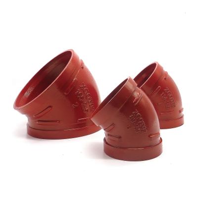 China Fire Fighting Svstem and Other Fields 45 Degree Ductile Iron Pipe Fitting Elbow Grooved Reducer Fittings Tube Fittings for sale