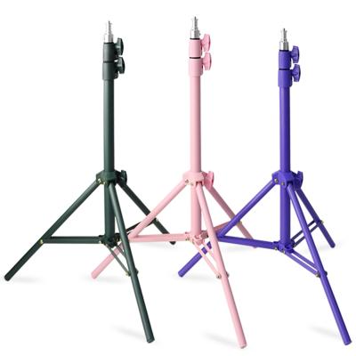 China Durable Xintan Customized Pink Blue Green Tripod Stand Phone Holder Selfie Ring Light Stand for sale