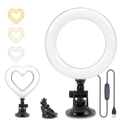 China Mini Ring Light with Portable Sucker 9 Modes to Adjust Brightness 4.5 Inch 6 Inch Video Conference Multi-Height for sale