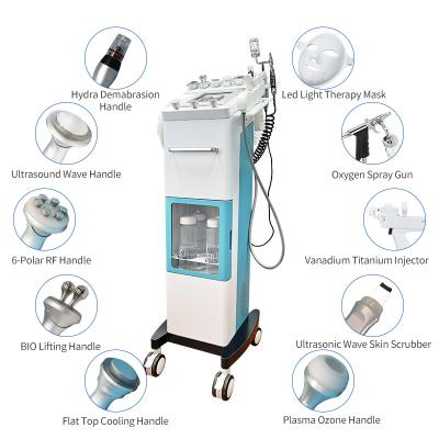 China Exfoliators 10 in 1 Hydrogen Oxygen Dermabrasion Ultrasound RF Hydraulic Facial Skin Scrubber Bubble Skin Management Beauty Machine for sale