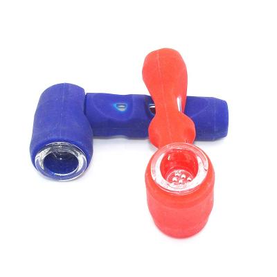 China Herb Weed Smoking Wholesale Multi Colors Small Weed Glass Tobacco Pipe Silicone Smoking Pipe Herb Smoking Rubber Pipe With Bowl for sale