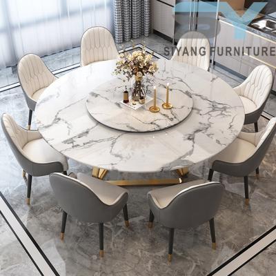 China (Size) Guangdong Foshan Factory Marble Adjustable Dining Table Around Rotating Dining Table for sale