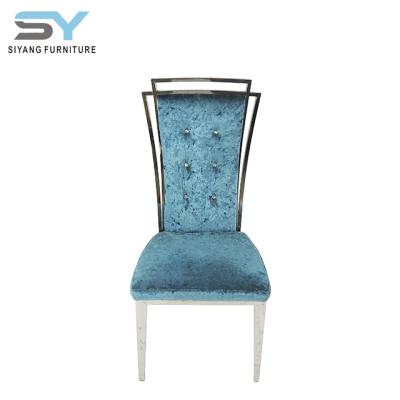 China (Other) Adjustable Blue Velvet Dining Chair For Dining Room Designer Furniture CY052 for sale