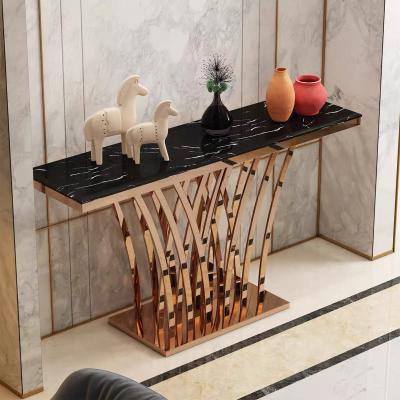 China New Style Modern Stainless Steel Furniture Marble Top Console Table For Sale XG051 for sale