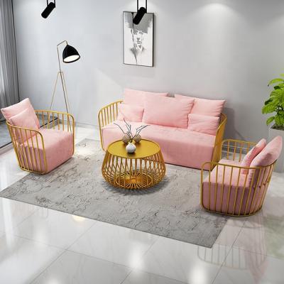 China Stainless Steel Frame Foldable Sofa Sets Couch Modern Style Soft Cushion For Living Room for sale