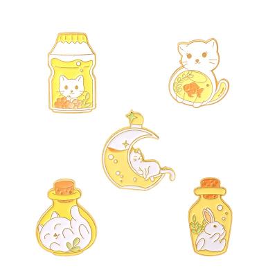 China Animal Lapel Pin Cute Cartoon Europe Enamel Pin Badges Cat No Minimum Metal Crafts For Kids Gifts for sale