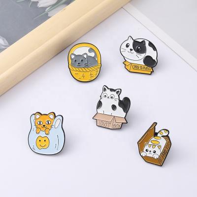 China New Arrival Cute Cat Enamel Pins Cat Brooch Pins Box From Europe For Kids Friends for sale