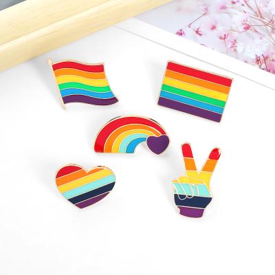 China Europe Customized Metal Enamel Pin Logo Love Is Love Enamel Pins Rainbow Victory Brooches for sale