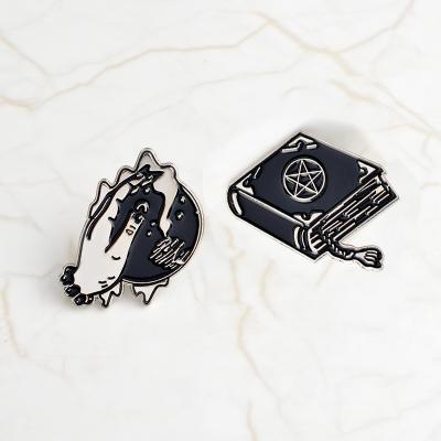 China Fashionable Style High Quality Punk Enamel Series QIHE Halloween Crystal Brooch Magic Book for sale