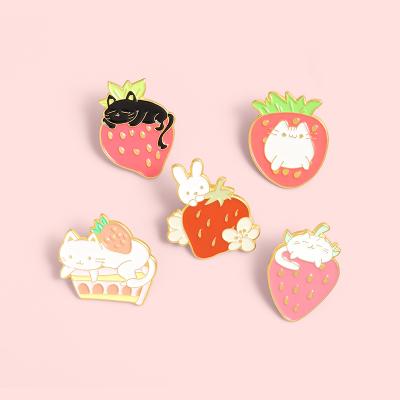 China Europe New Arrival Strawberry Garden Super Cute Soft Enamel Pins Cartoon Fruit Jewelry Gift For Kids for sale