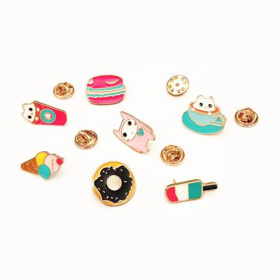 China Fashionable Cute Cat Kitten Donut Ice Cream Enamel Pins Badge Cartoon Pin for Jeans Shirt Bag Button Pin Jewelry Gift for sale