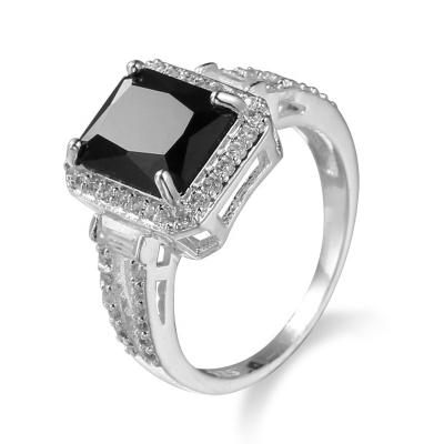 China Trendy Wholesale Fashion Zircon Women's Ring Custom High Quality Gemstone Black Square Ring for Wedding for sale